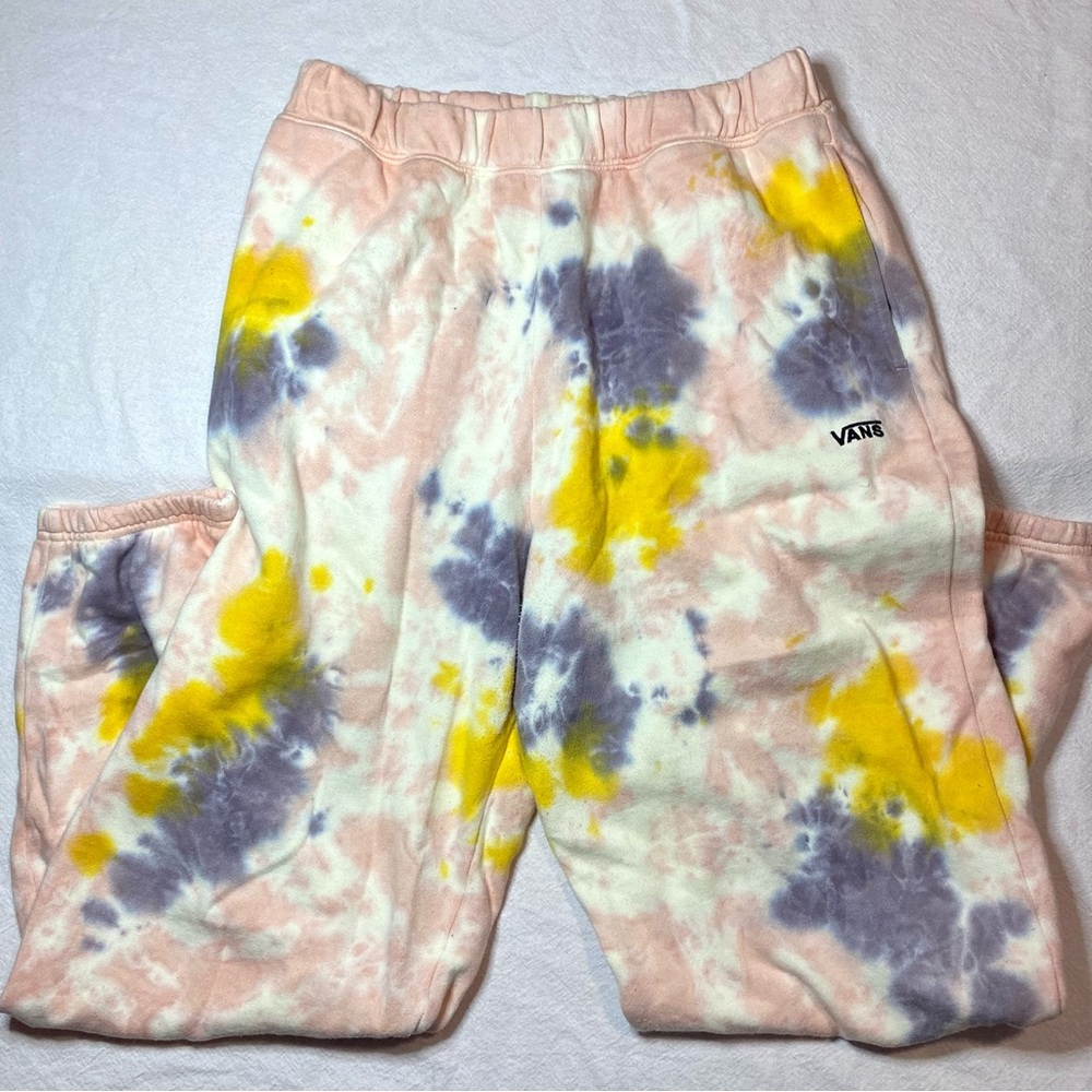 Vans Pastel Pink Purple Orange Tie Dye Jogger Style Sweatpants Size Small